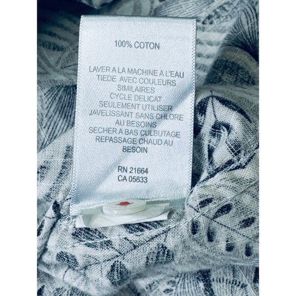 Foxcroft Faith Layered Leaves Button-Up Blouse Top 18W Black White Wrinkle-Free - Picture 11 of 14